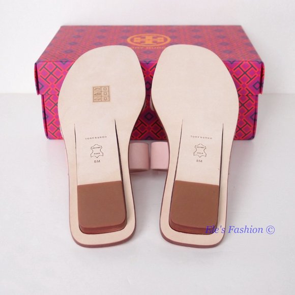 NIB Tory Burch Tiny Miller Toe Ring Leather Sandal Shell Pink US 7 10.5 AUTHENTC - Picture 15 of 16